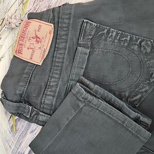NEW TRUE RELIGION WORLD TOUR CASEY DARK GRAY LOW-RISE SKINNY ANKLE JEANS